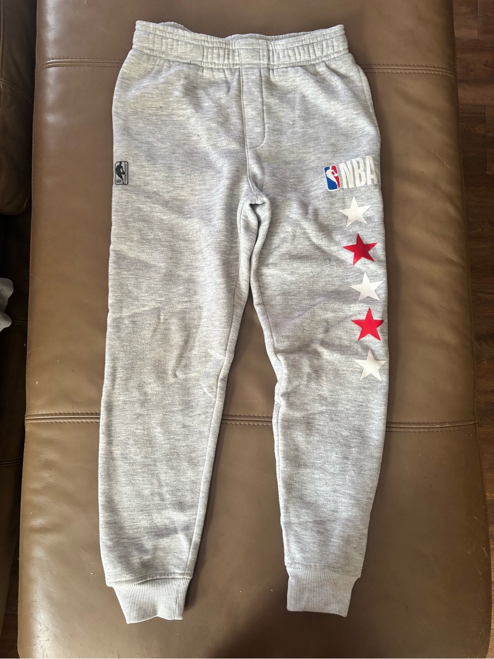 NBA Light Gray Sweatpants with Red & White Star Details